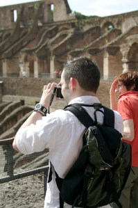 Cowboy Bob taking a photo inside Colosseum