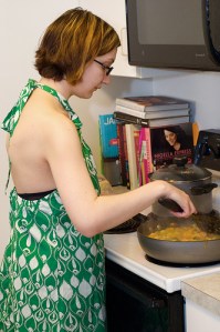 Leah cooking thai curry