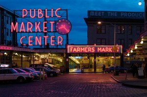 Pike Place Market at night - 2